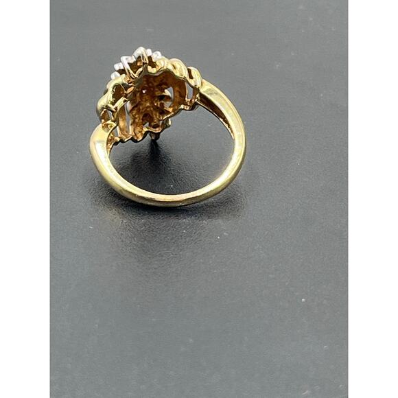 10K Yellow Gold Diamond Cluster Designer Estate 3.6g Vintage Style‎ Ring Sz 7.25 - Picture 10 of 11